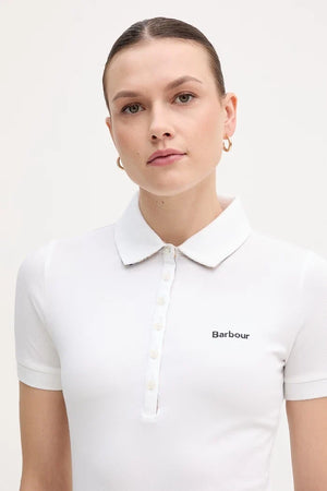 Barbour yaka detaylı kadın pamuklu elastan polo tişört