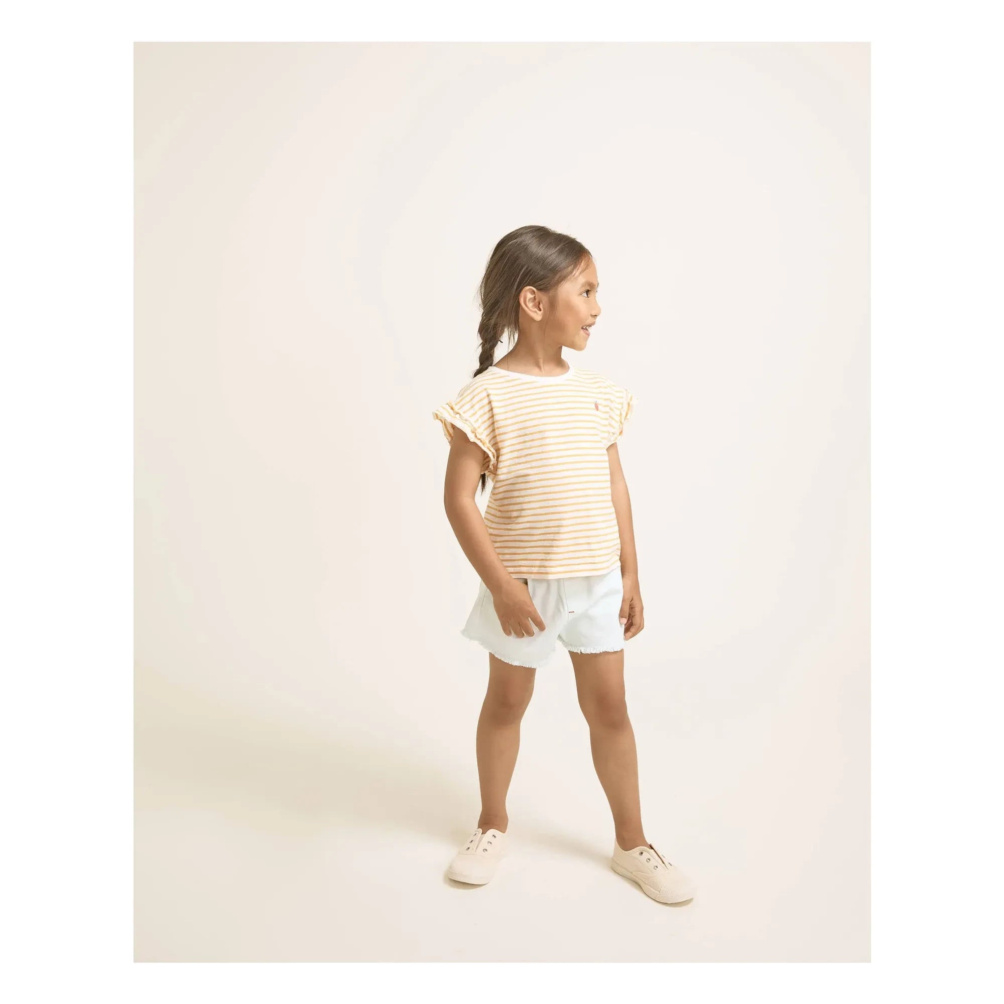 Búho - Püsküllü Denim Lyocell Şort | Aqua