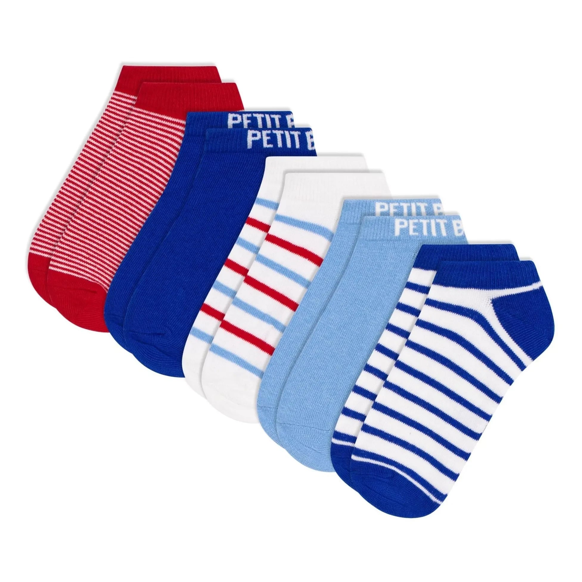 Petit Bateau - 5 Paar gestreifte Kurzsocken | Blau
