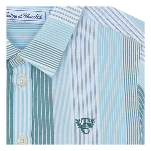 Tartine et Chocolat - Contrasting Striped Shirt | Green Water
