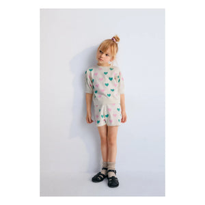 the new society - Oia Organic Cotton Short-Sleeve Heart Sweater | Off-White