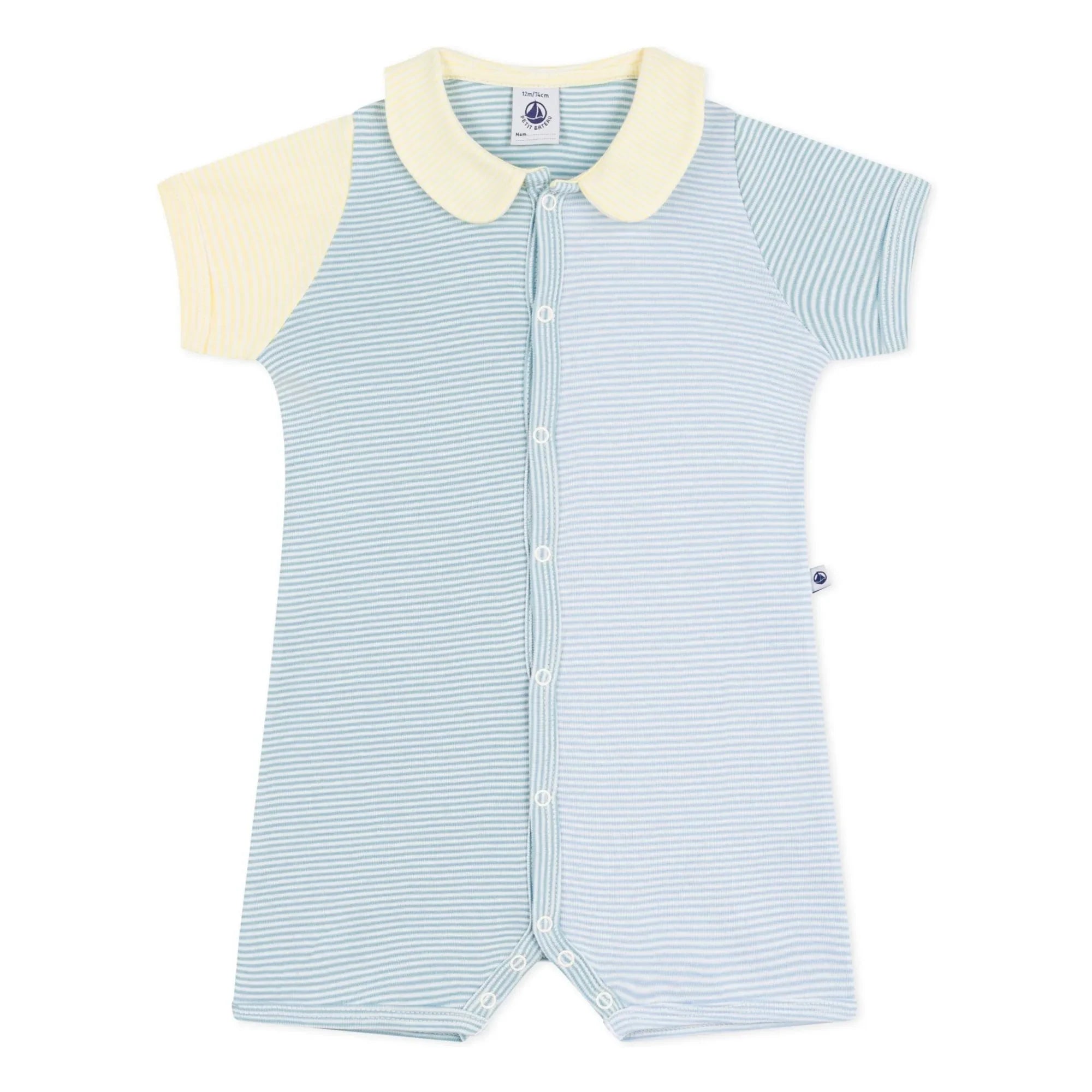 Petit Bateau - Çizgili Pyjama Tulum Şort | Mavi