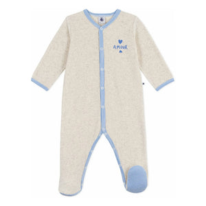 Petit Bateau – Schlafanzug „Amour“ aus Bio-Baumwolle | Heather Beige