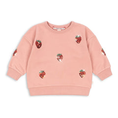Konges Sløjd - Pullu Çilekli Lou Sweatshirt Organik Pamuk | Pembe