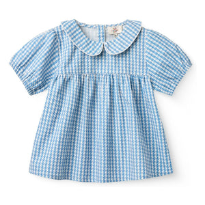 Copenhagen Colors - Polka Dot Claudine Collar Blouse Organic Cotton | Blue
