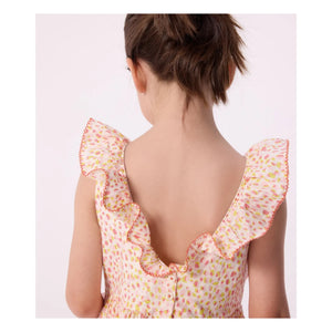 Petit Bateau – Geringeltes Kleid aus Bio-Baumwollpopeline | Koralle