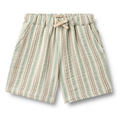 Wheat - Cuba Striped Organic Cotton Shorts | Light Green