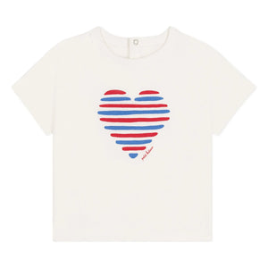 Petit Bateau - Barlay Heart Organik Pamuk Tişört | Beyaz