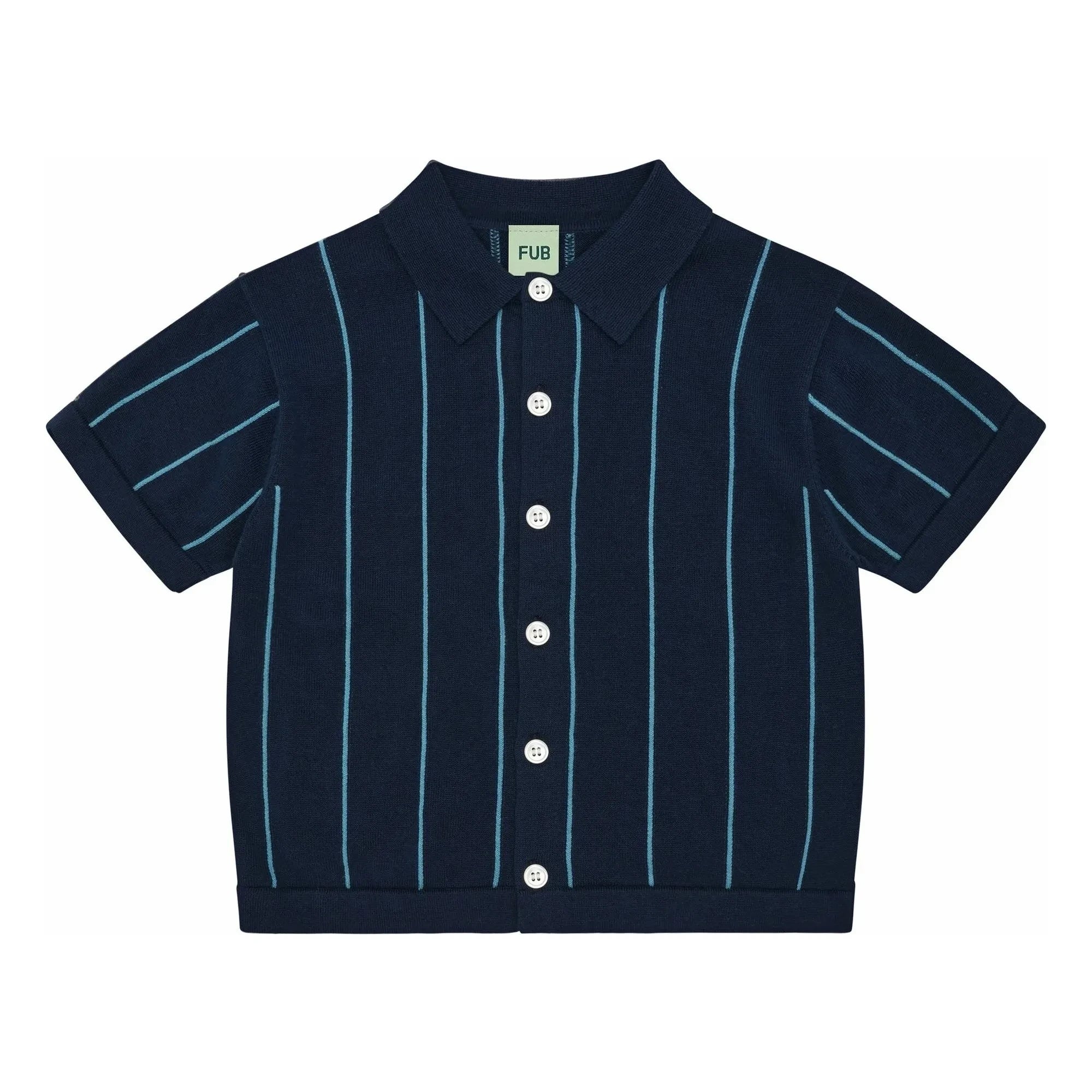 FUB – Gestreiftes Hemd extra feiner Strick Bio-Baumwolle | Marineblau