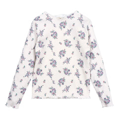 the new society - Floral Ribbed T-Shirt | Beige