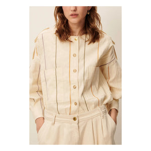 Sessùn - Calancas Jacke aus Baumwolle und Leinen | Creme