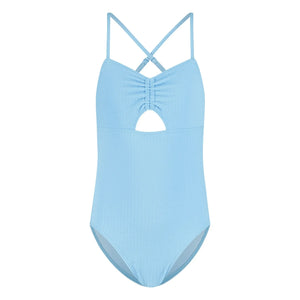 Beachlife - Strukturierter geraffter Badeanzug | Hellblau
