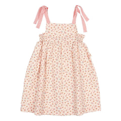 Búho - Seersucker floral bow dress | Peach