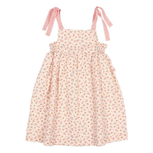 Búho - Seersucker floral bow dress | Peach