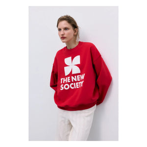 the new society - TNS Logo Cotton Sweatshirt | Red