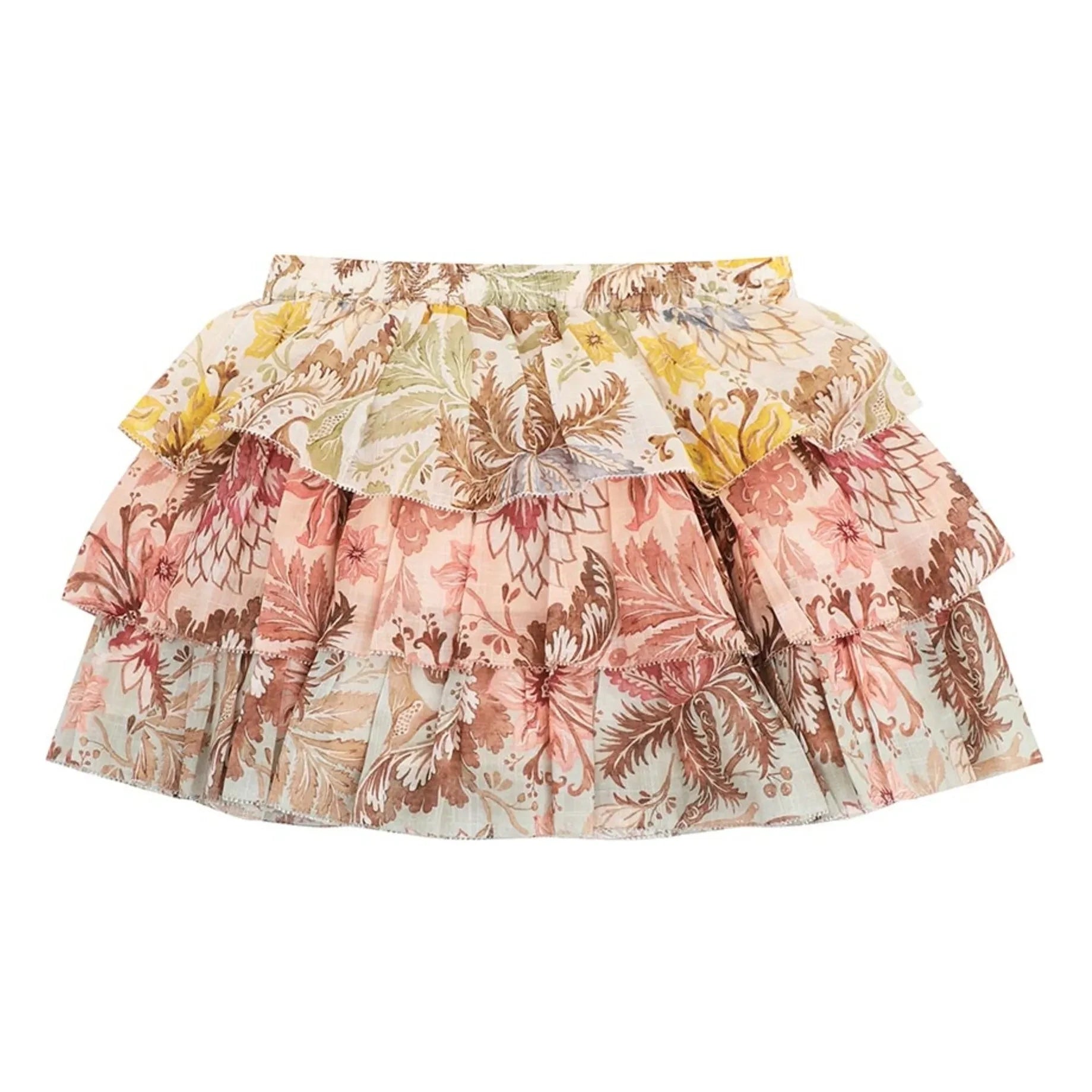 Zimmermann - Daylight Floral Ruffled Skirt | Pale Pink