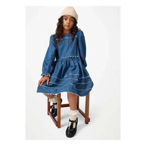 Molo - Caren Denim Organik Pamuk Dantel Elbise | Lacivert