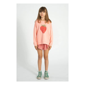 Piupiuchick - Çilek organik pamuklu fırfırlı sweatshirt | Pembe