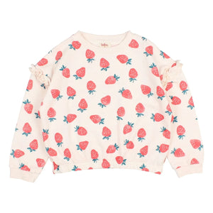 Búho - Strawberry Ruffled Sweat Organic Cotton Fleece | Pale Pink