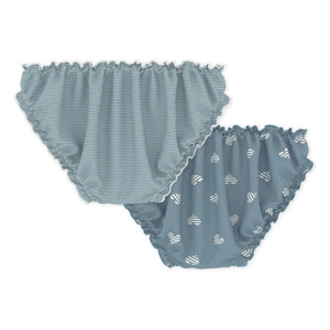 Petit Bateau - 2-Pack Striped Ruffled Cotton Brief Set | Gray Blue
