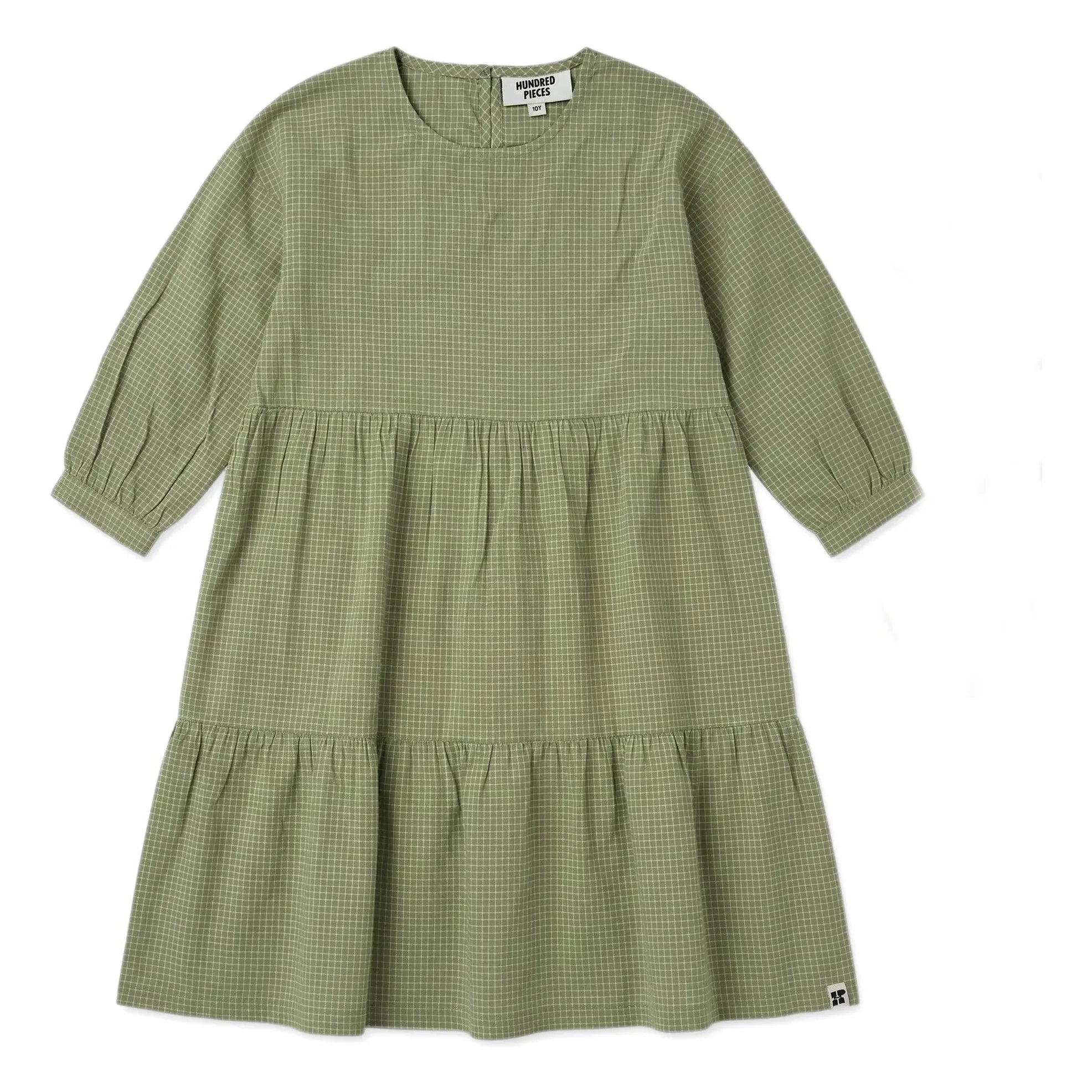 Hundred Pieces - Naya Kareli Elbise | Badem Yeşili