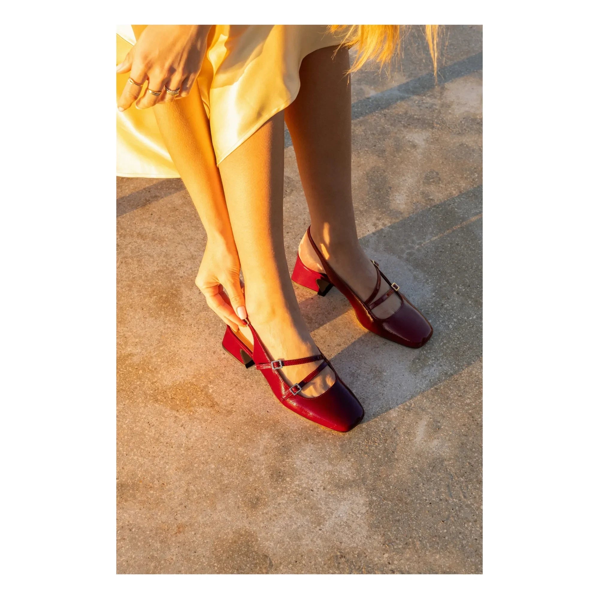 Bobbies - Becca Rugan Leder Mary Jane Schuhe | Kirschrot