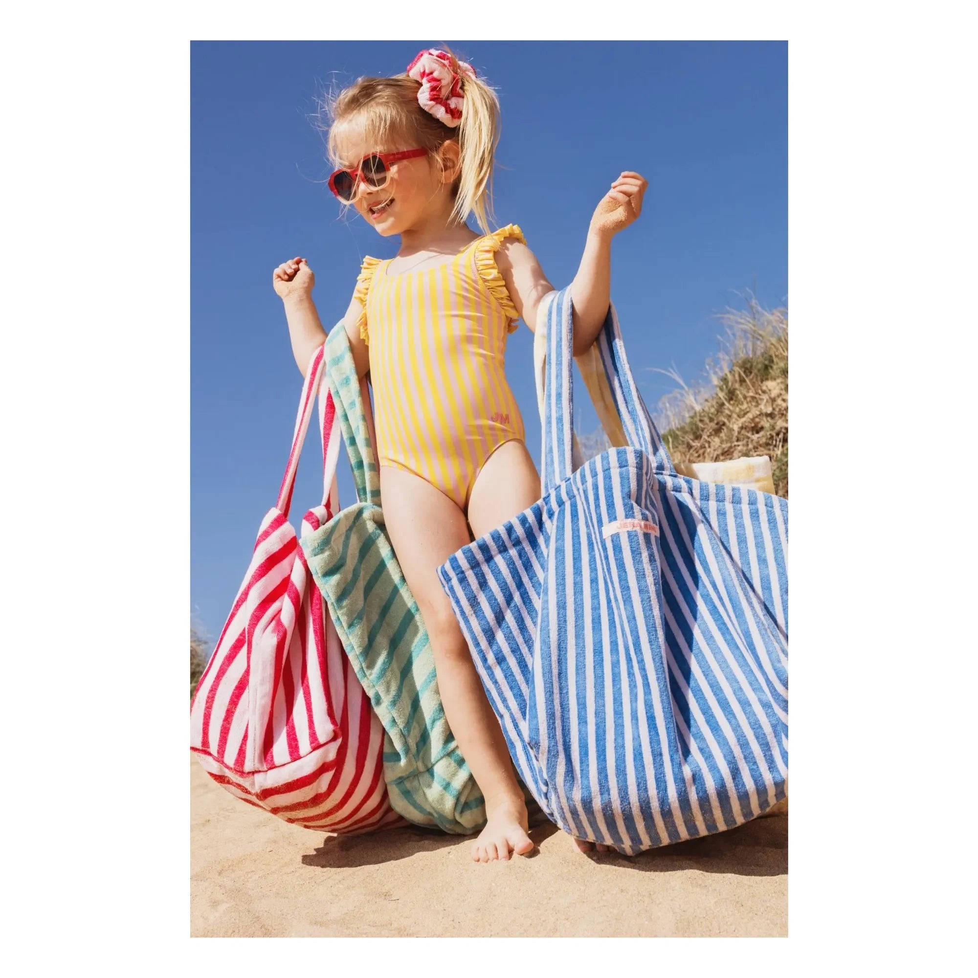 Jera Mini - Striped Towel Beach Bag | Pink