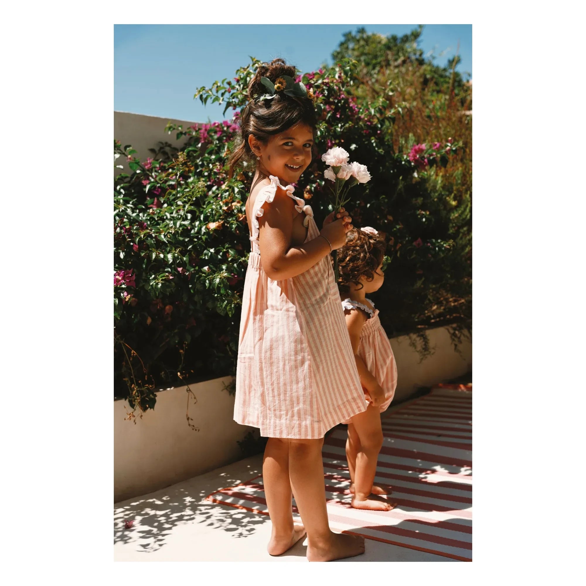 Lilinoa - Eve Striped Ruffle Dress | Blush