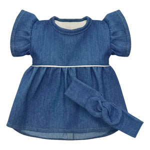 Minikane - Vestiaire Doll Clothing - Daisy Dress and Cotton Fleece Headband | Denim