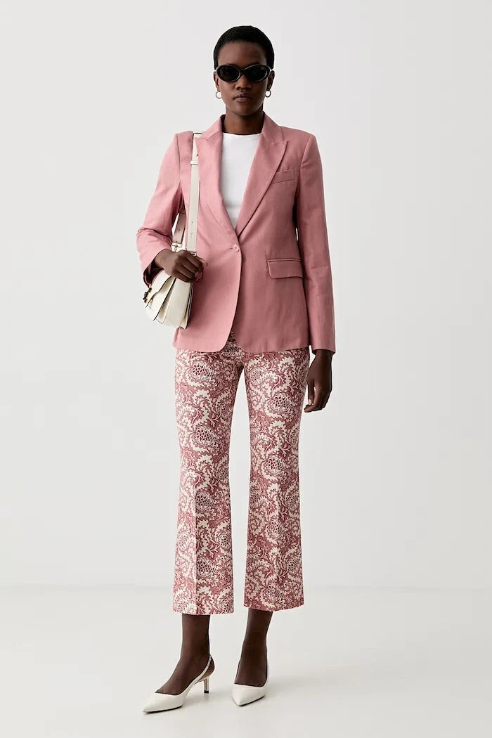 Weekend Max Mara kadın tek düğmeli keten karışımlı ceket ORCHE