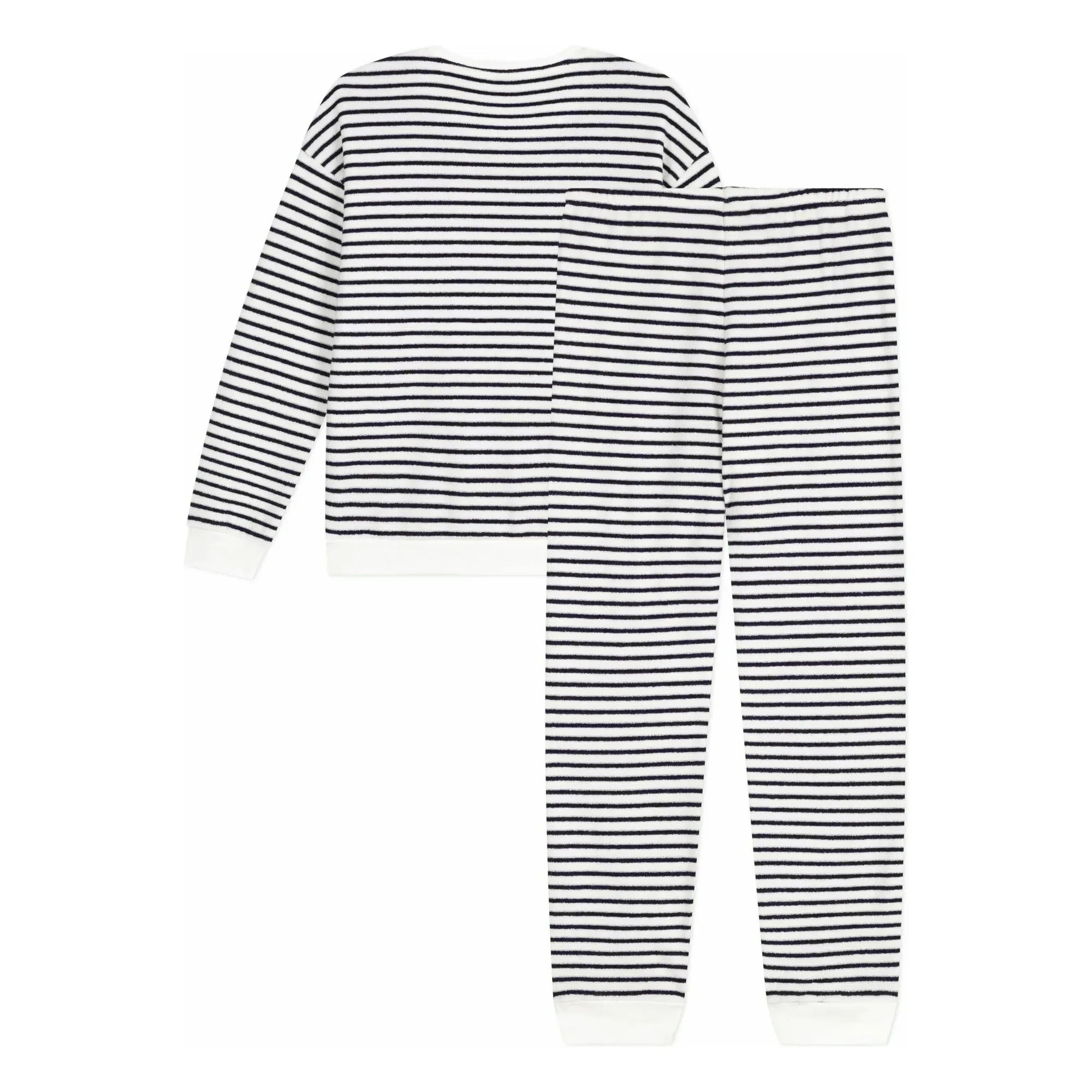 Petit Bateau - Çizgili Havlu Pijama | Ecru
