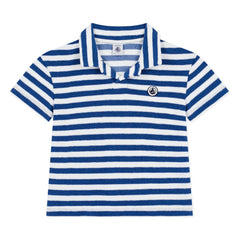Petit Bateau – Gestreiftes Frottee-Polohemd | Blau