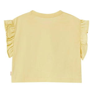 Tinycottons - Organic cotton pink ruffled T-shirt | Pale yellow
