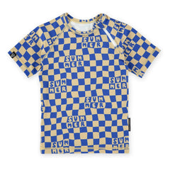 Beach & Bandits - Kariertes UV-Schutz-T-Shirt aus recycelten Fasern | Marineblau