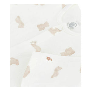 Petit Bateau - Dors Bien Oursons organik pamuklu pijama | Beyaz