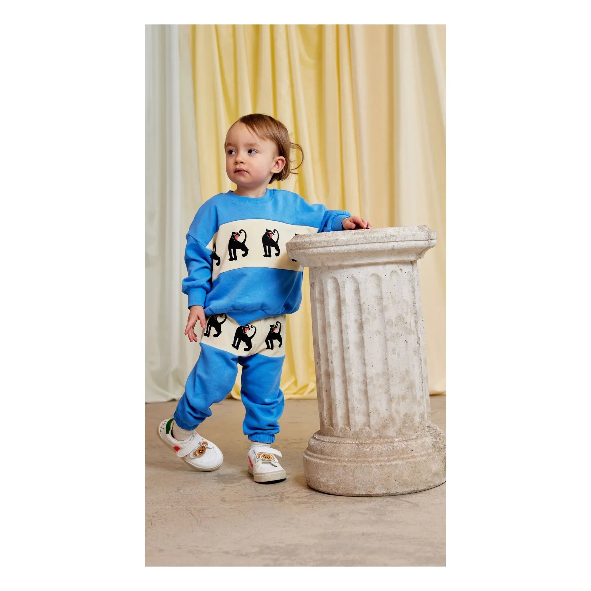 Mini Rodini - Panther organic cotton jogger pants | Azure blue
