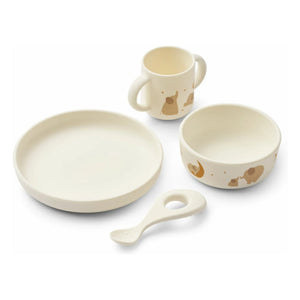 Liewood - VIVI silikon yemek takımı - 4'lü Set | Elephant/Creme de la creme