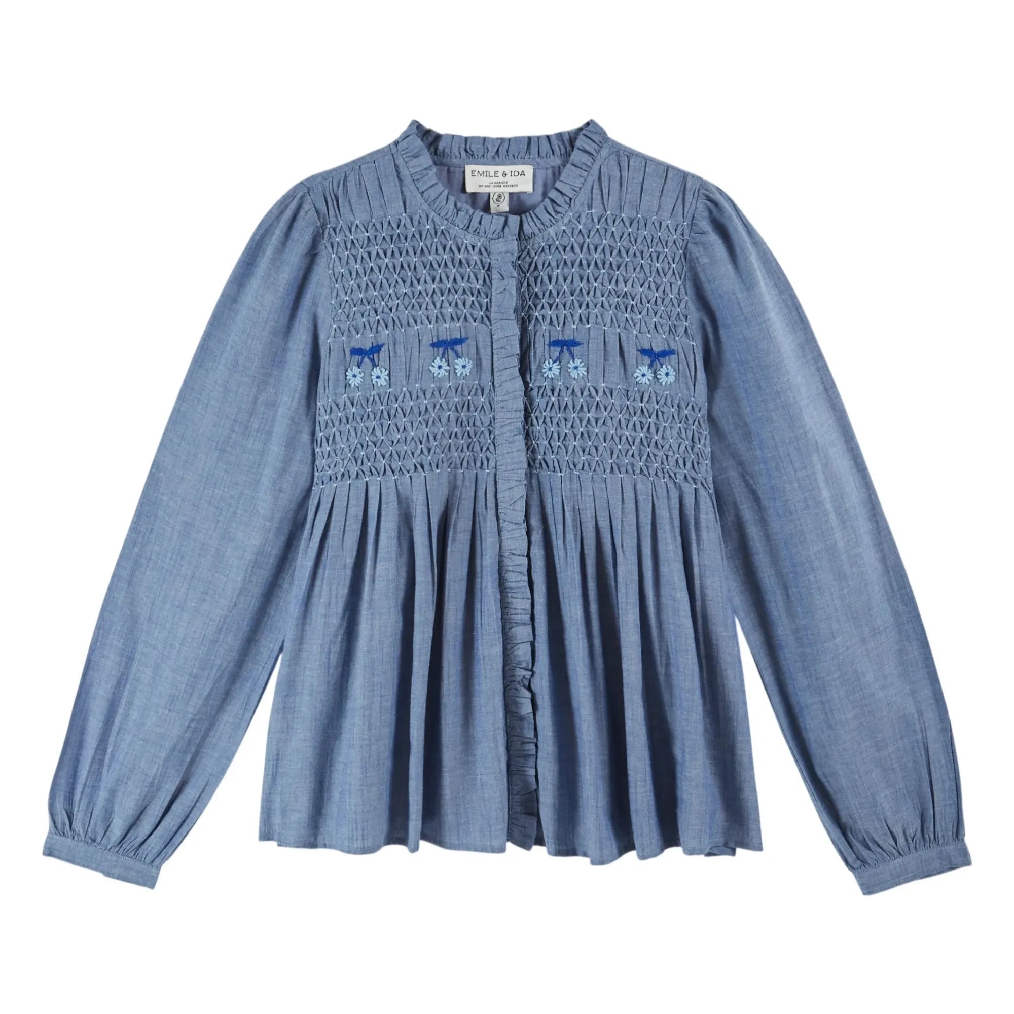 Emile et Ida - Bluse aus blauem Chambray-Baumwolle | Blau