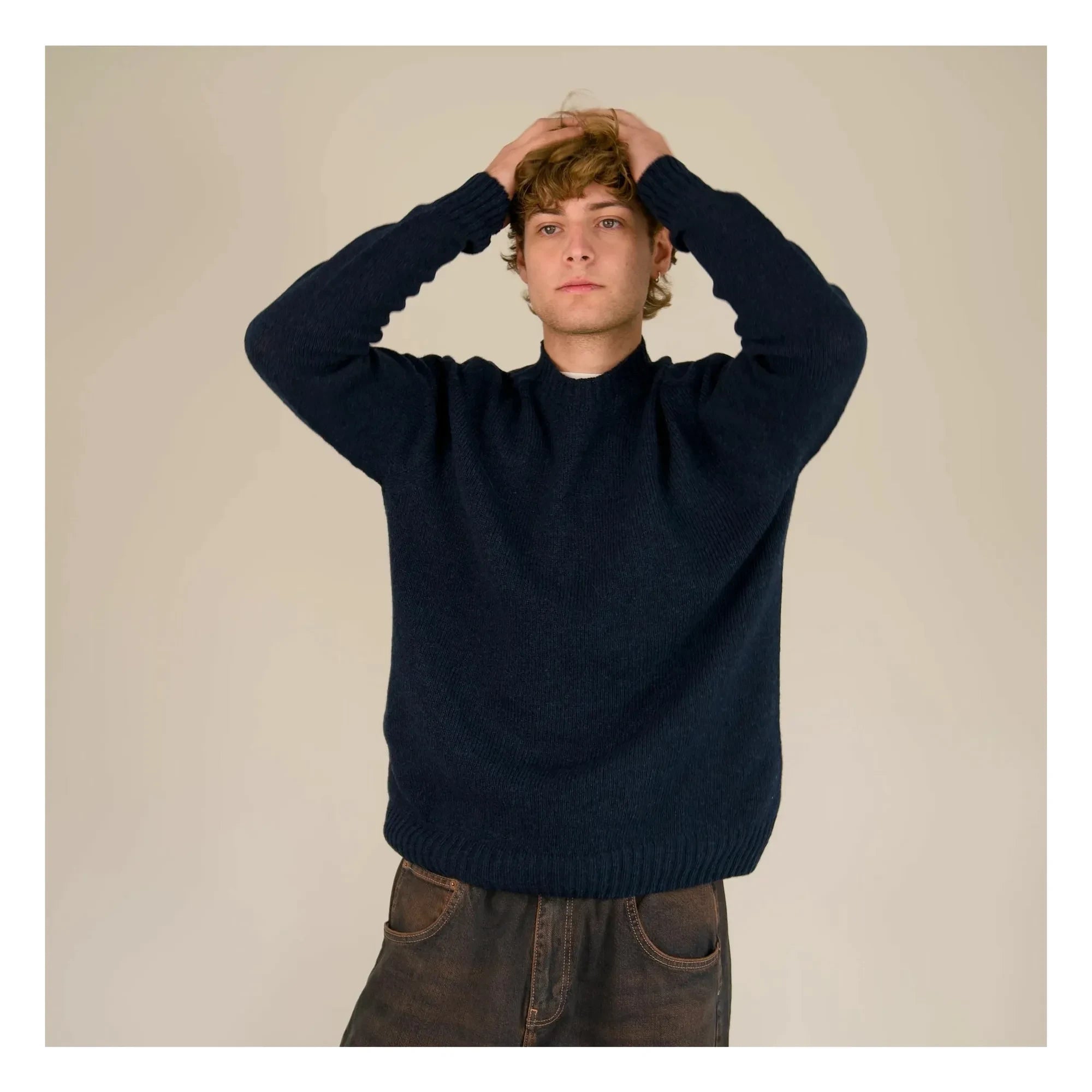 Origin Knitwear - Dikişsiz Yün Kazak | Lacivert