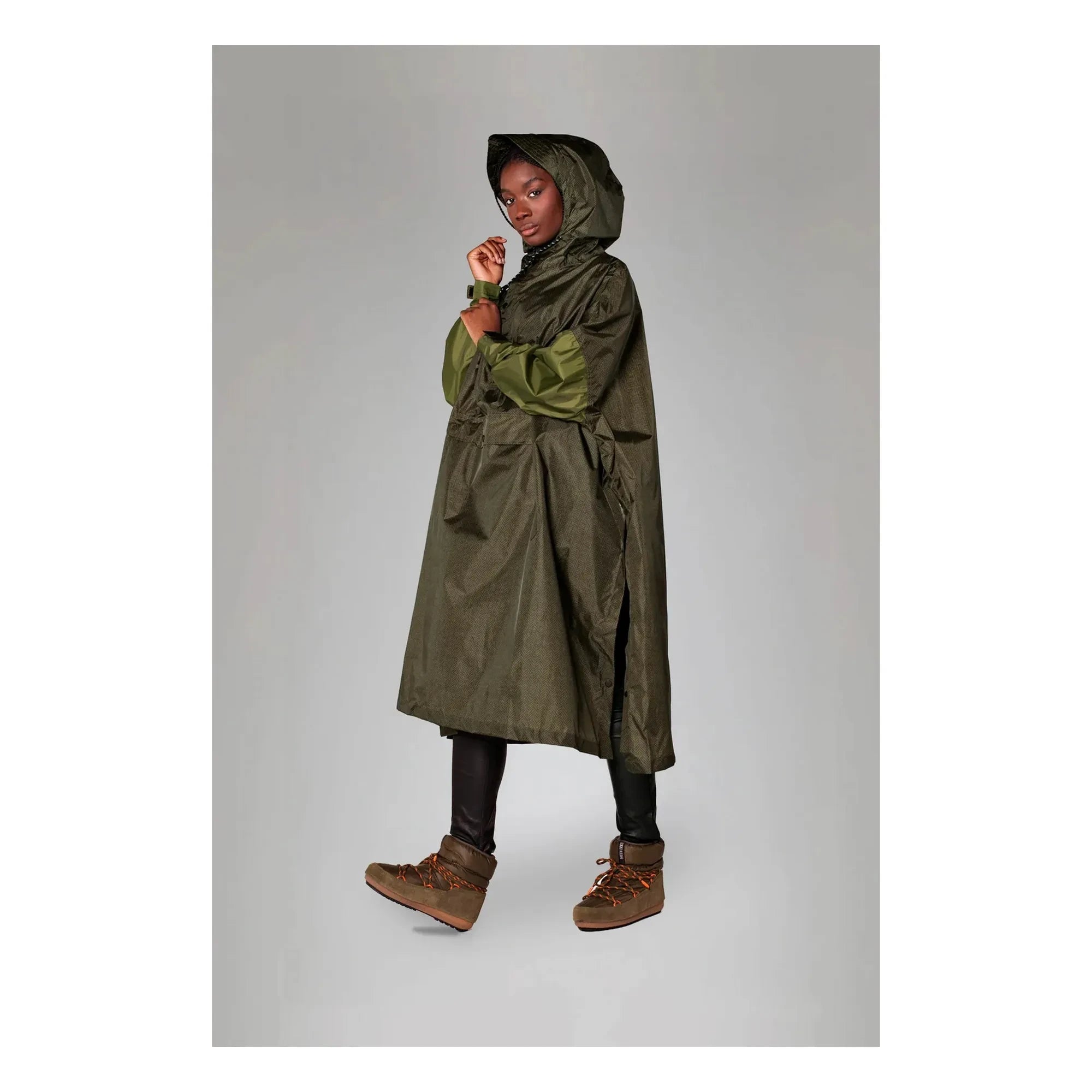 Rainkiss - Herringbone Raincoat Cape - Women's Collection | Brown