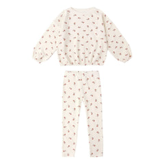 Rylee + Cru - Ruby Ditsy Frottee-Sweatshirt und Leggings Set | Ecru