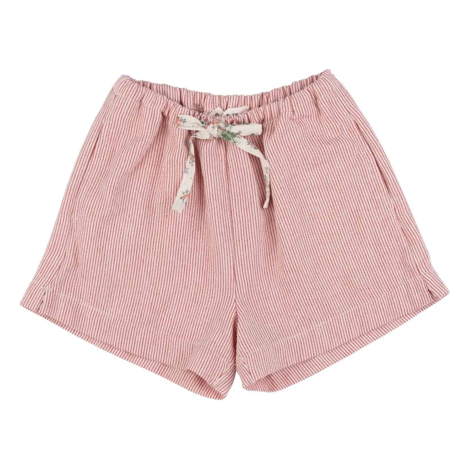 Babe & Tess - Stella Striped Floral Drawstring Shorts | Red
