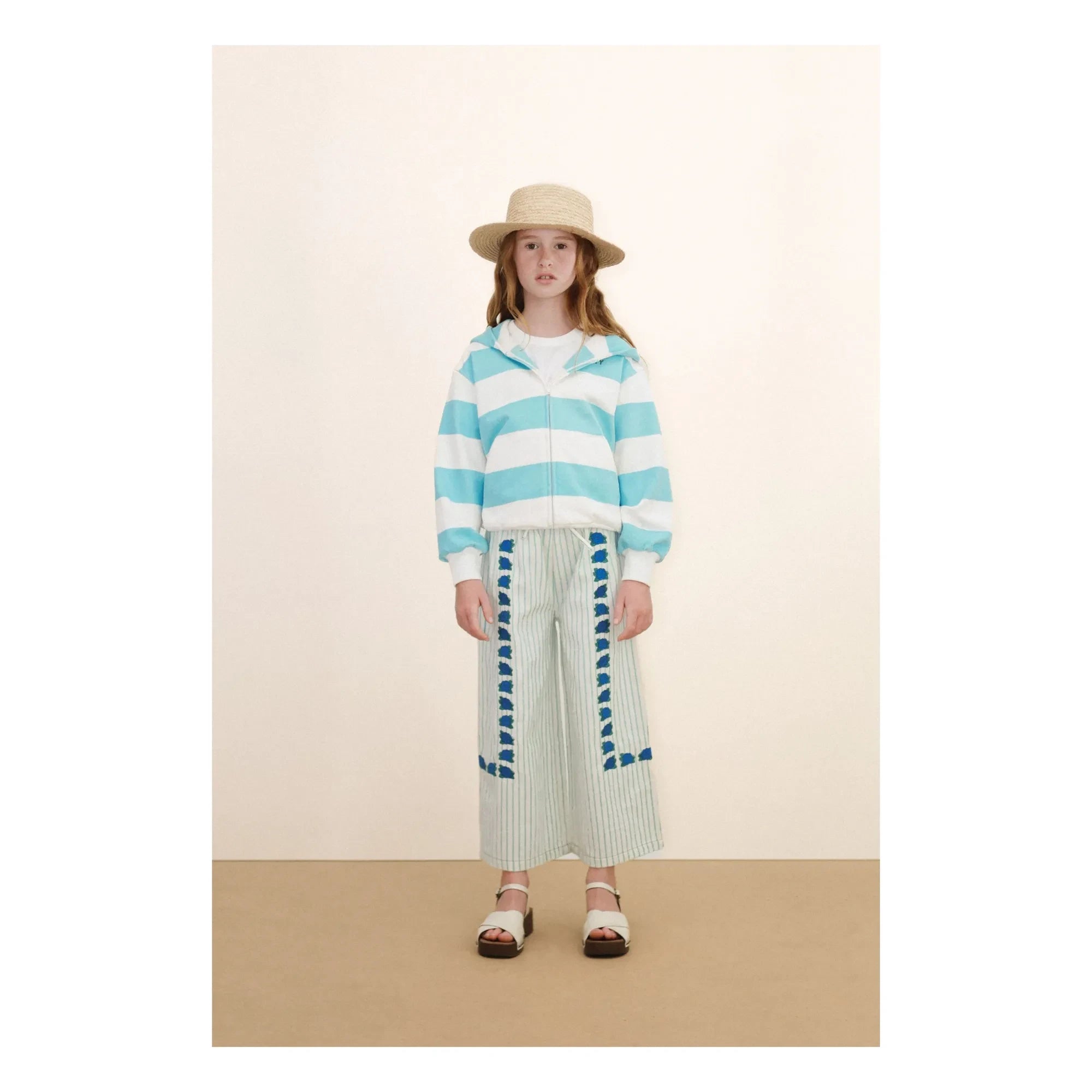 Tinycottons - Gestreifter Bio-Baumwoll-Hoodie | Hellblau