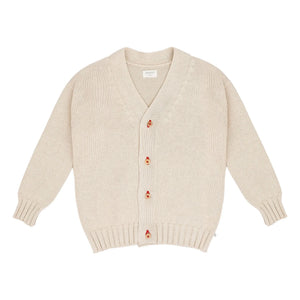 Jenest - Face organic cotton cardigan | Sand