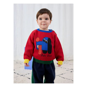 Bobo Choses - Colorblock Organik Pamuklu Köpek Kazak Bebek | Kırmızı