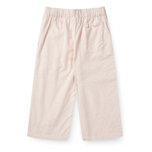 Copenhagen Colors - Organic Cotton Seersucker Striped Lace-Up Trousers | Pale Pink