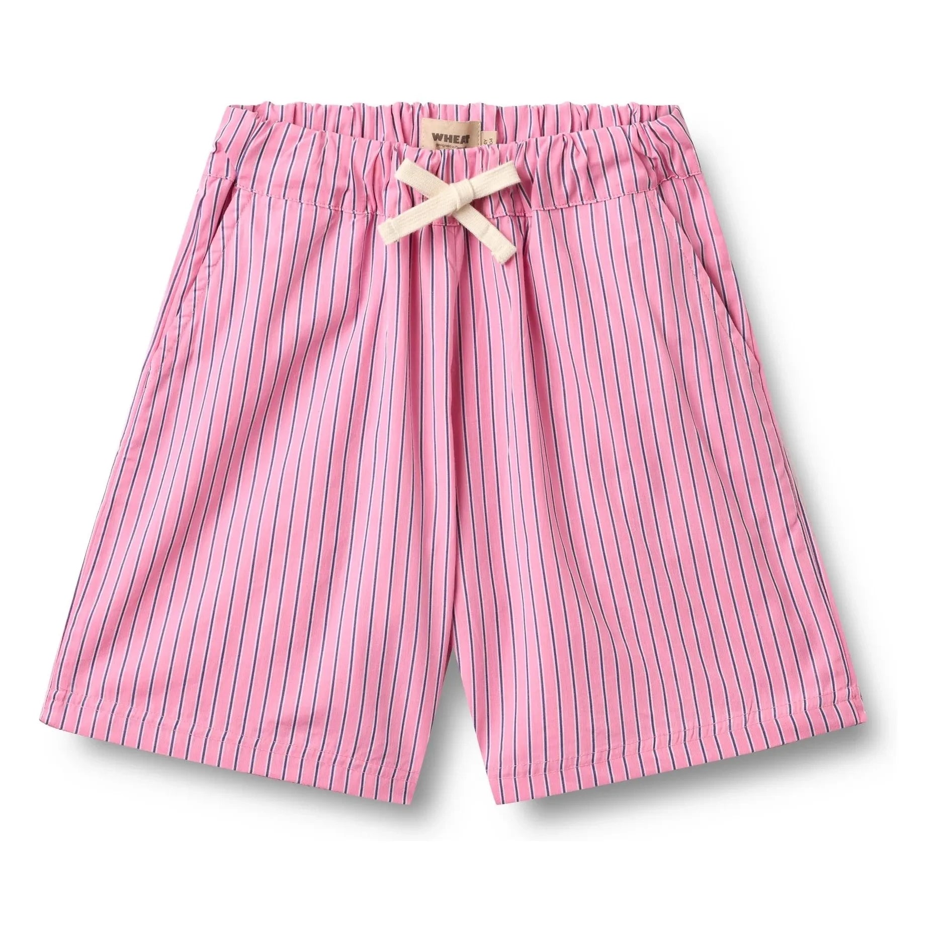 Wheat - Coral Striped Organic Cotton Bermuda Shorts | Pink