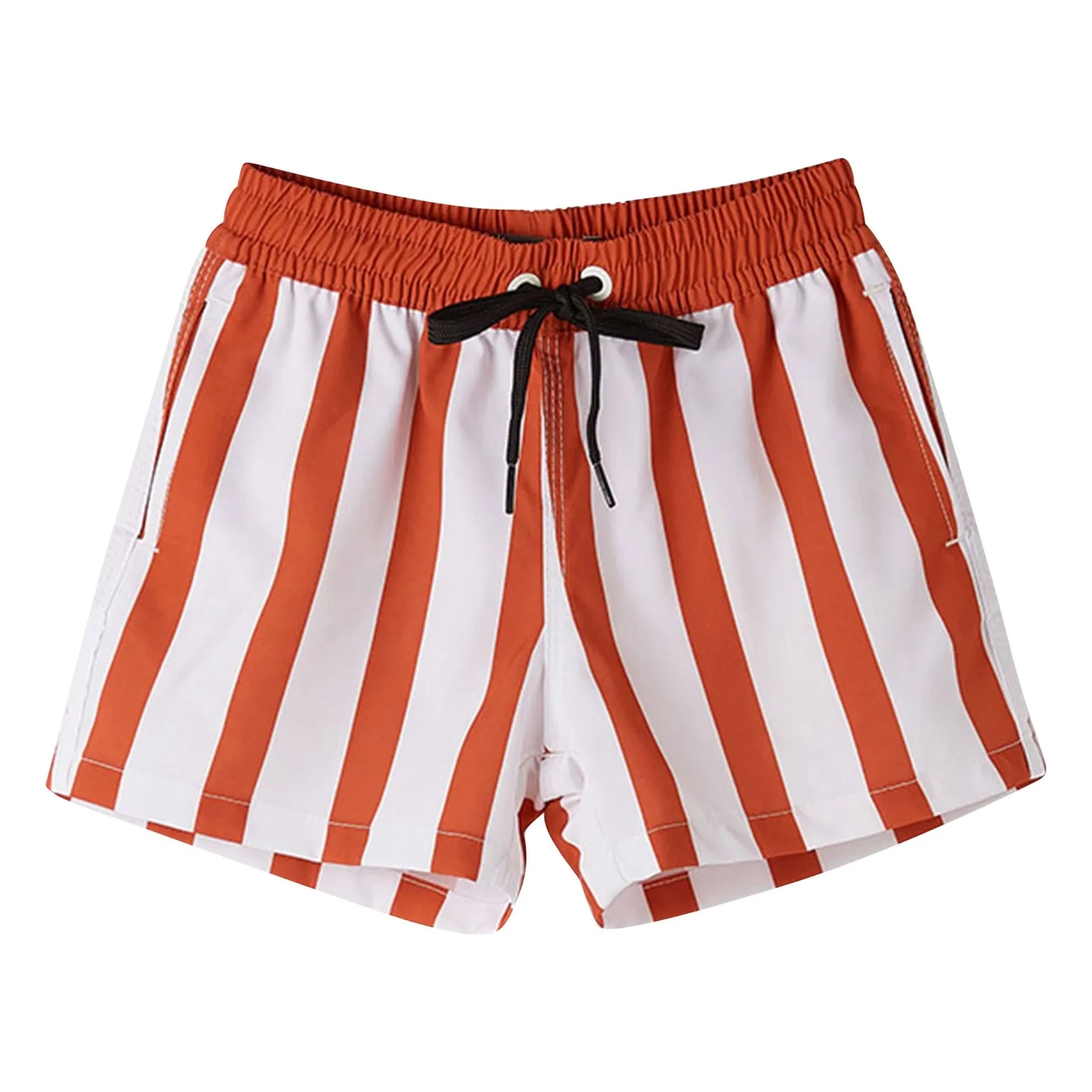 Fabula – Nino Gestreifte Badeshorts | Terrakotta