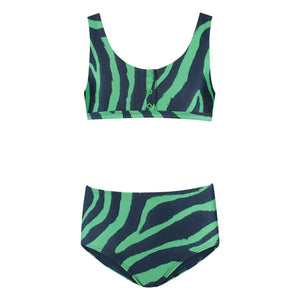 Beachlife - Zebra Knopf Badeanzug Recycelte Fasern | Grün