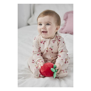 Petit Lem - Strampelpyjama Erdbeere Rippstrick Bio-Baumwolle | Rosa